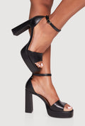 Faux Leather Open Toe Ankle Strap Ultra High Heels
