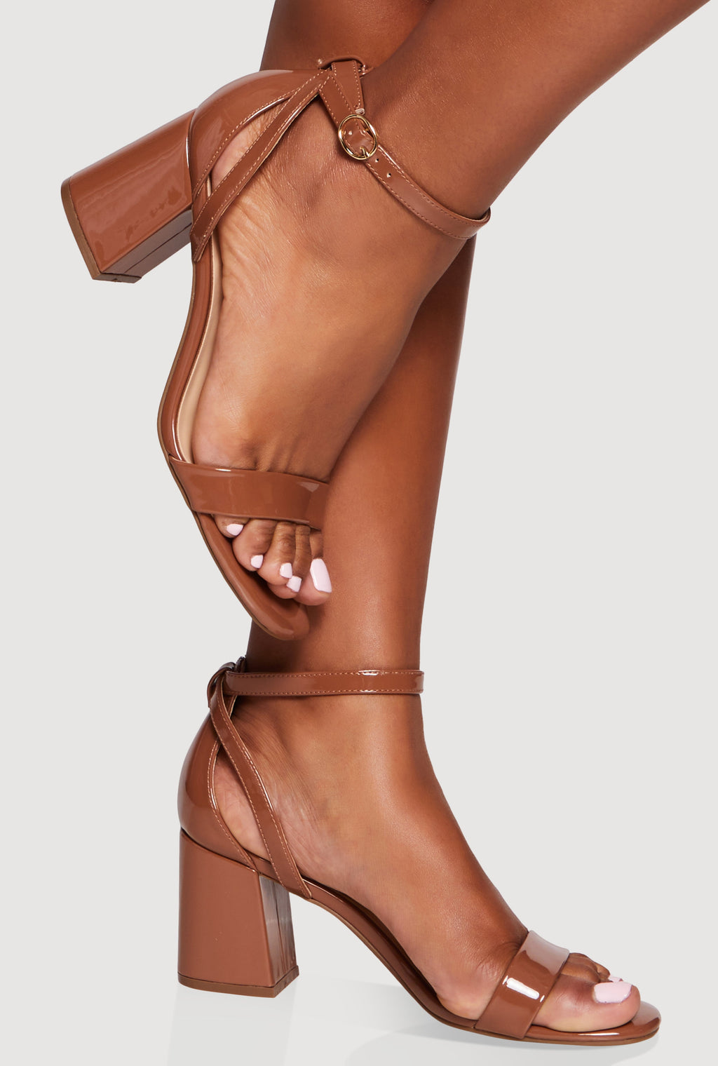 Block Heel Open Toe Sandals with Buckles