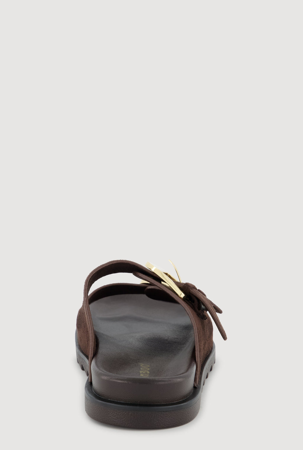 Faux Suede Double Metallic Buckle Slide Sandals