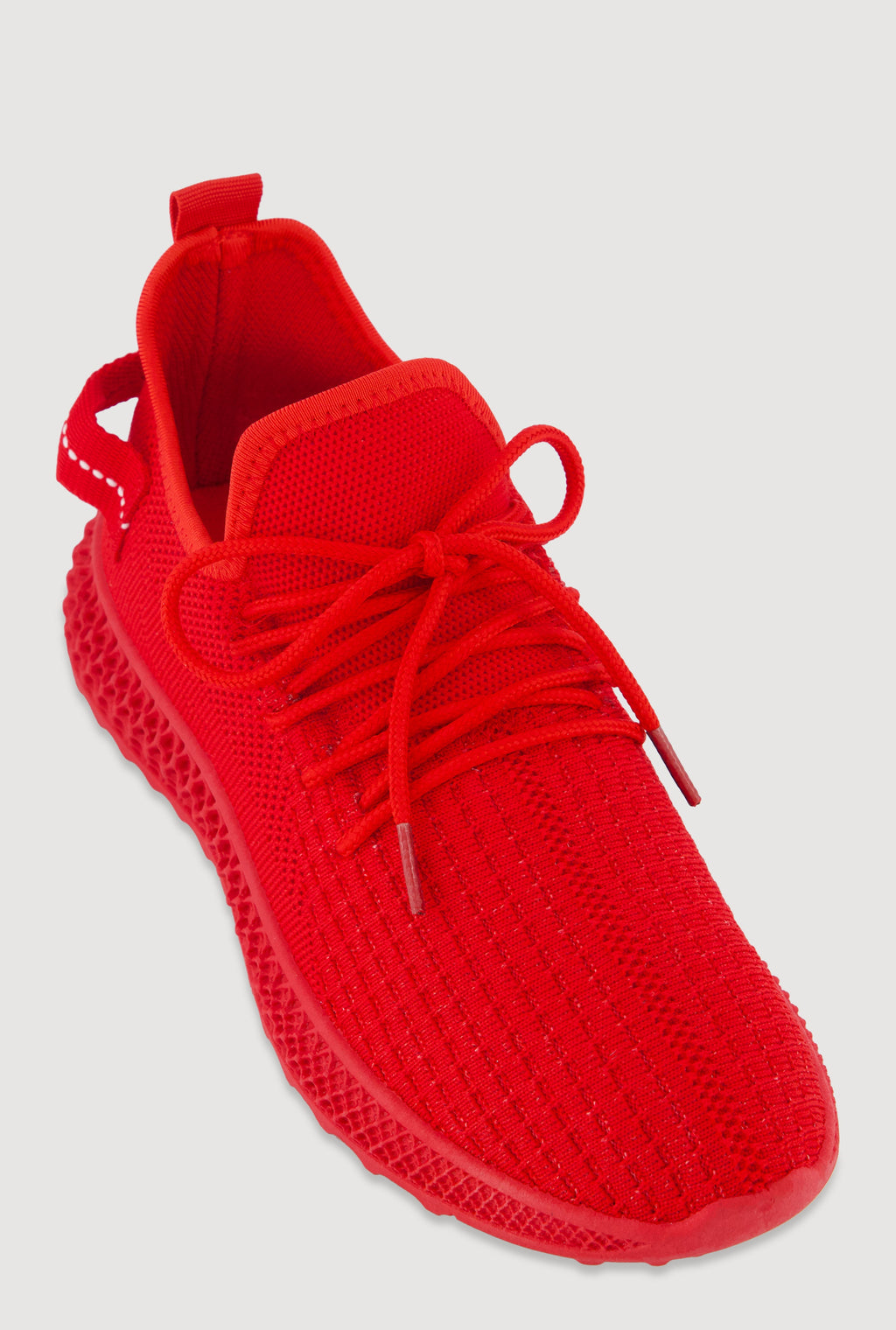 Textured Knit Lace Up Slip On Round Toe Sneakers